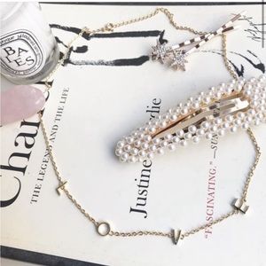 LOVE letter drop necklace in gold